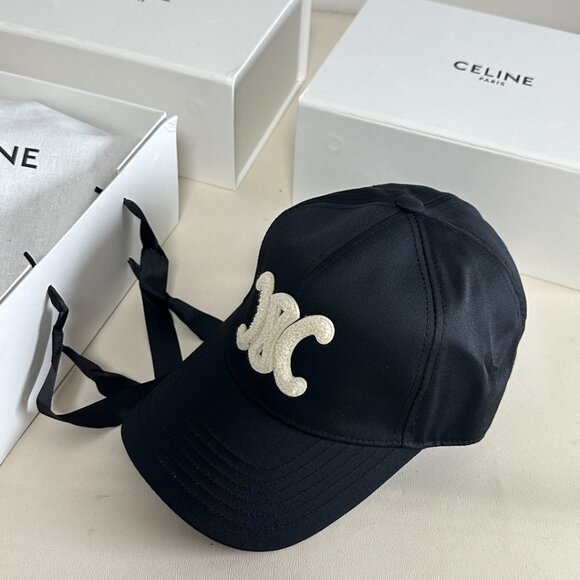 Celine black Cap with Cream Logo - Picture 2 of 7